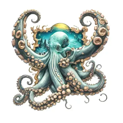 Octopus Embracing A World In Ruin