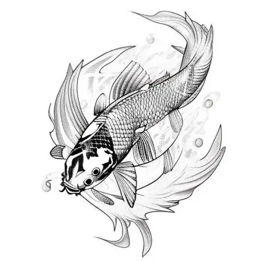 Koi Fish With Wings On Shoulder And Back Bicep