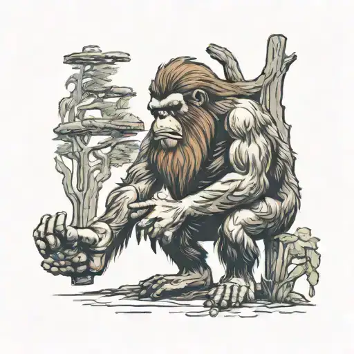 Bigfoot Combing His Hair