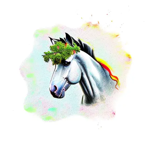 Horse Merged With An Olive Tree