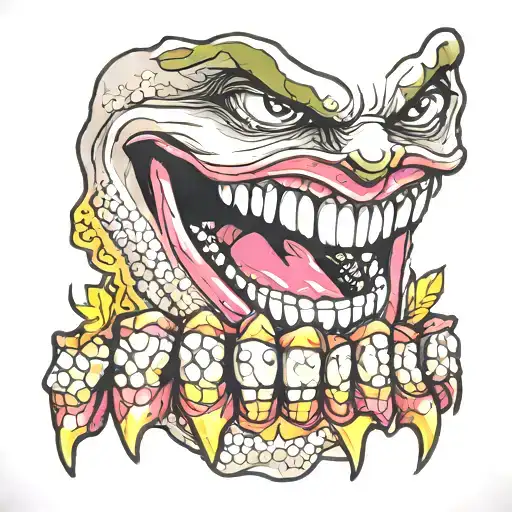 Joker Smile Embedded With Glistening Diamond Grills Embedded The Word Detail On Upper Set Of Teeth