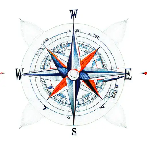 Compass With Airplane And Map
