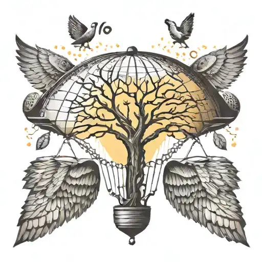 Parachute Wings With Binary Code And Tree Of Life