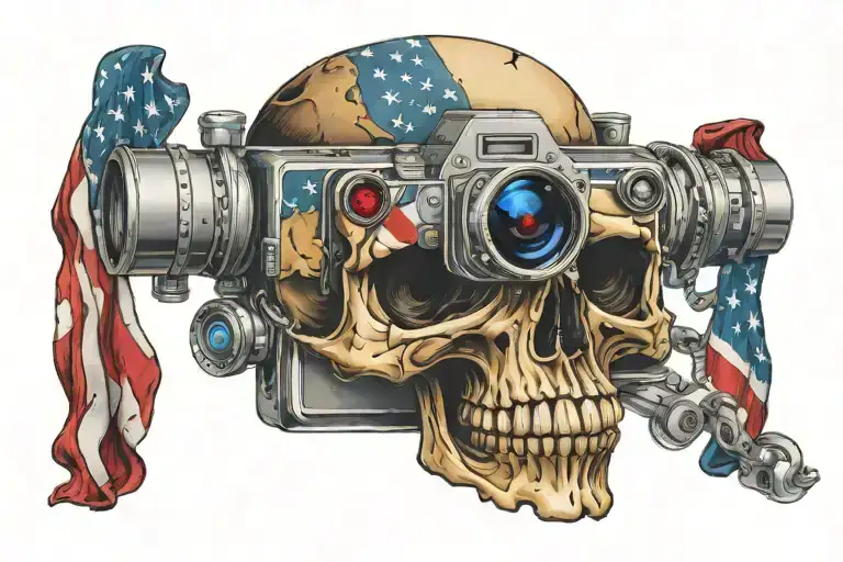 American Flag Camera Skull