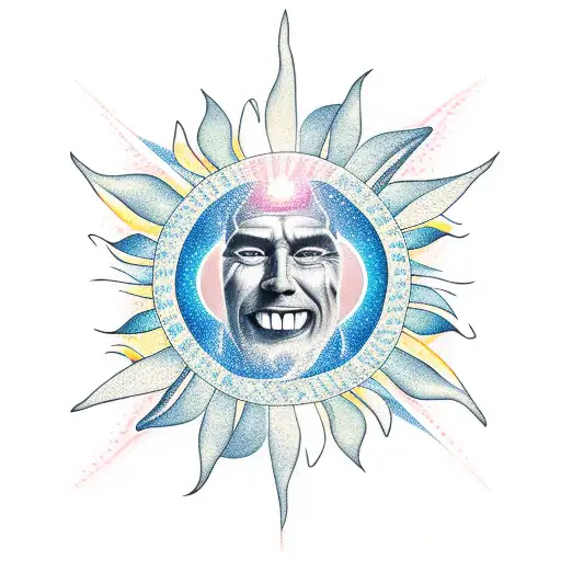 Surfer On Calm Water With Sun