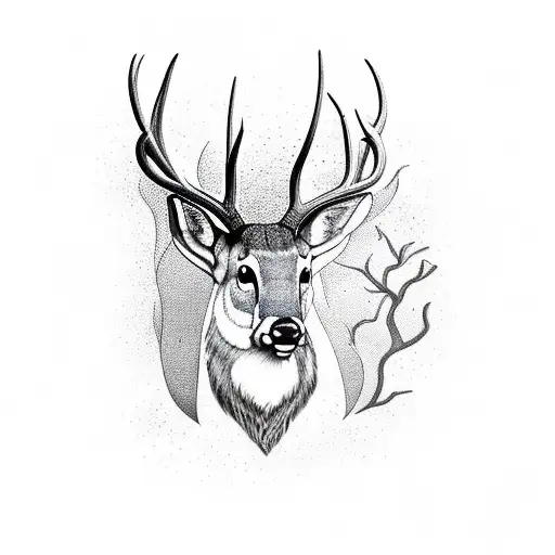 Buck With Forest Background