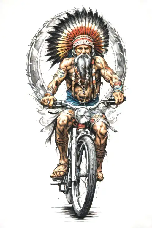 Indian Warrior Riding Bicycle