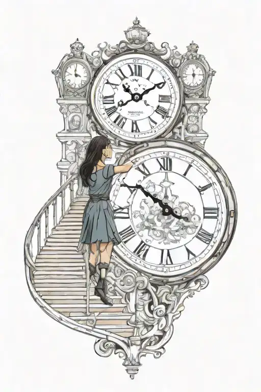 Life Is A Simulation Theory Clock Woman Stairs Scary Puppet Master