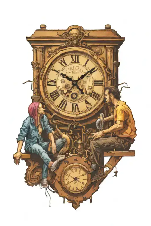 Life Is A Simulation Theory Clock Woman Stairs Scary Puppet Master Man Creating God