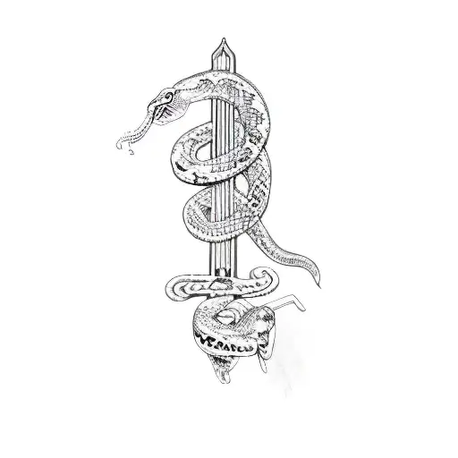 A Snake Holding A Sword