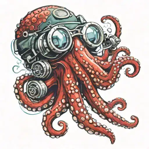 Red Octopus With Goggles