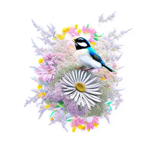 Bird With Flowers