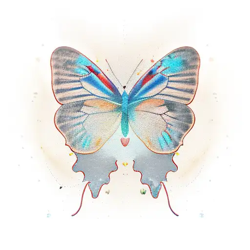 Swfl With A Wave Butterlies And A Palm Tree