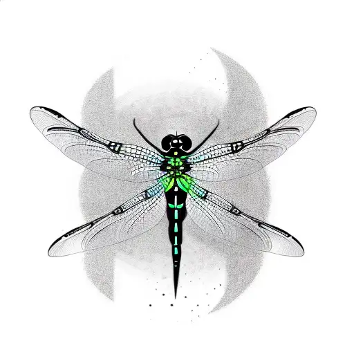 Blackwork Dragonfly With Multiple Eyes
