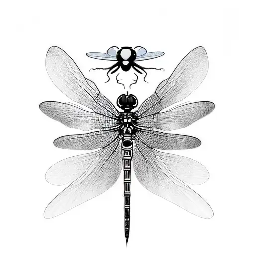 Blackwork Minimalist Scopophobia Dragonfly