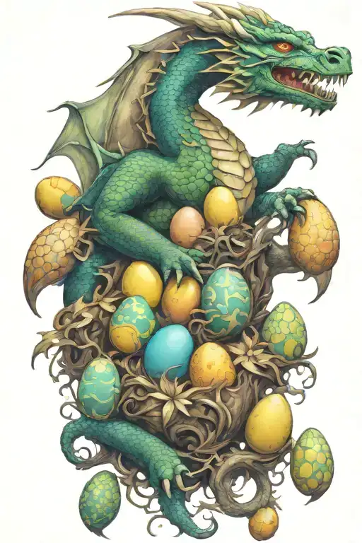 Dragon Protecting Eggs Representing Each Child