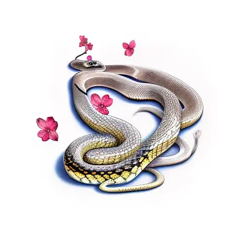 Snake On A Cherry Blossom Branch