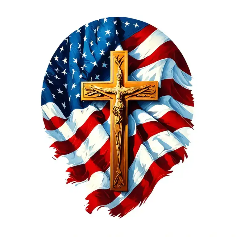 Usa Flag With A Cross