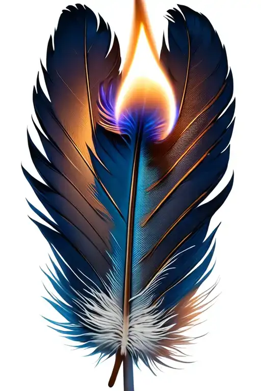 Feather Being Lit By Match Stick