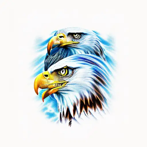 Eagle Over A Woman's Face Depicting A Storm 3D