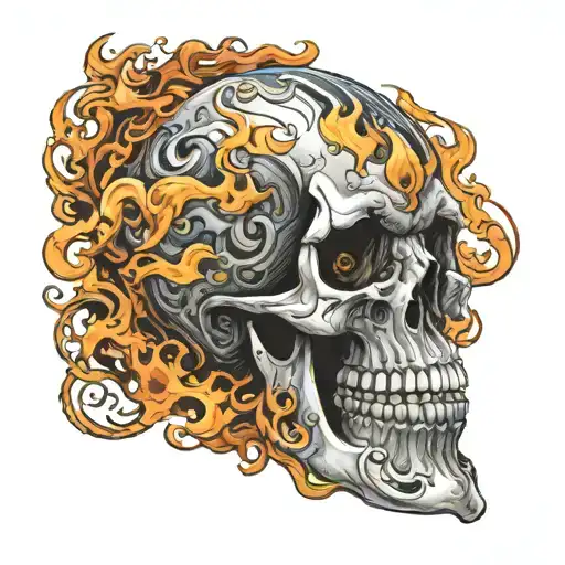 Motorcycle Skull With Flames