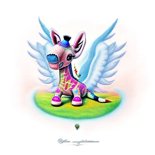 Soft Toy Giraffe With Angel Wings And Gloriole