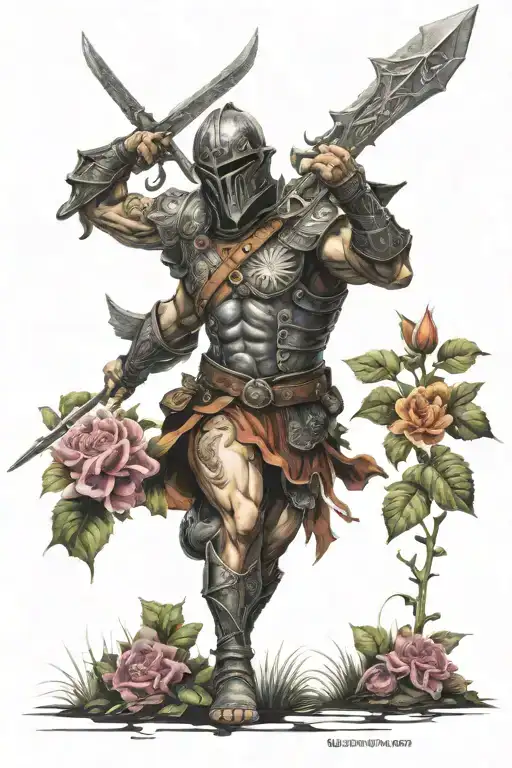 Warrior In A Garden Scene