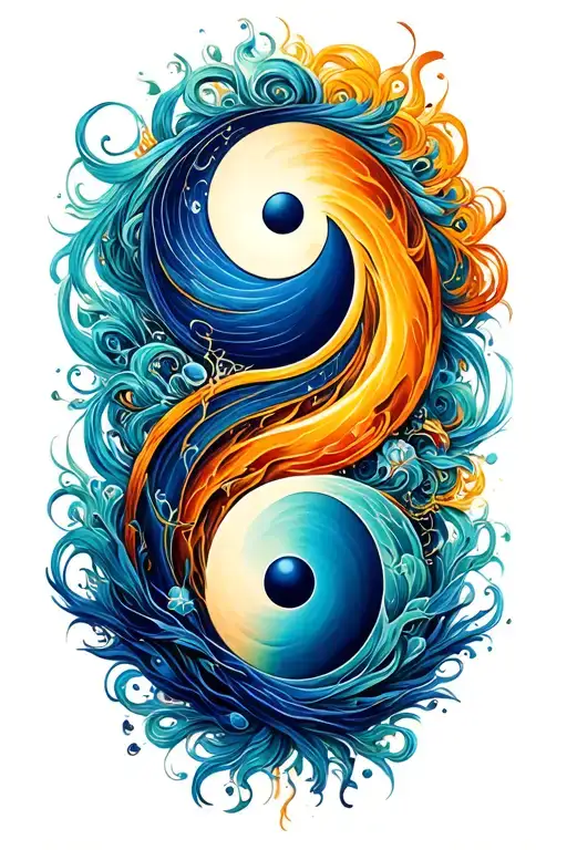 Ying Yang Symbol Incorporating Elements