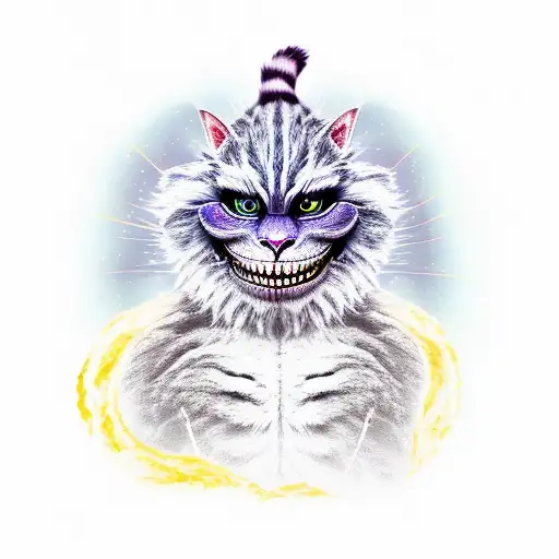 Cheshire Cat With Bigfoot And A Spaceship