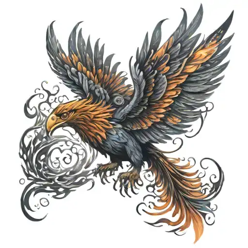 Phoenix Rising Angrily From Depths Of Hell