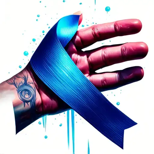 Esophageal Cancer Ribbon Wrapped Hand Holding