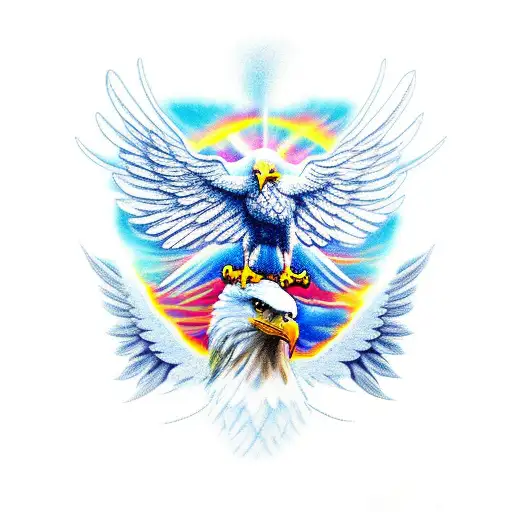 Eagle With Angel And Compas