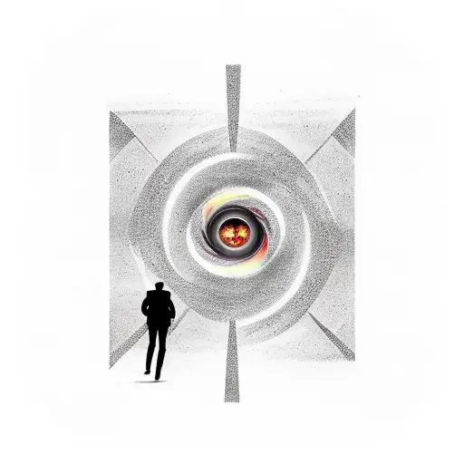 Black Hole And Time With Walking Person Frome Behind