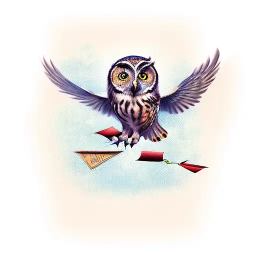 Owl Flying And Holding A Hogwats Letter