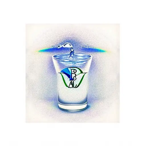 A Realistic Glass Of Water With Al Initials In It