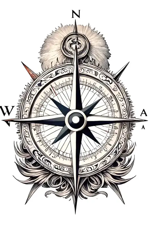 Compass Rose With Intricate