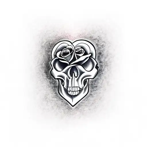 Heart Rose Skull
