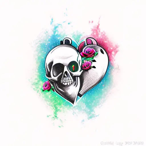 Heart Rose Skull Love