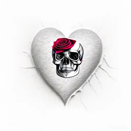 Ripped-skin Heart Rose Skull