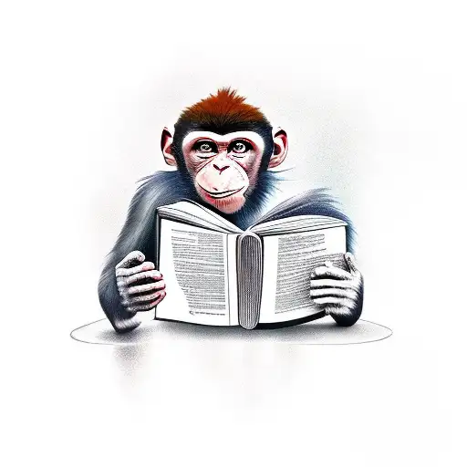Monkey Reading A Book