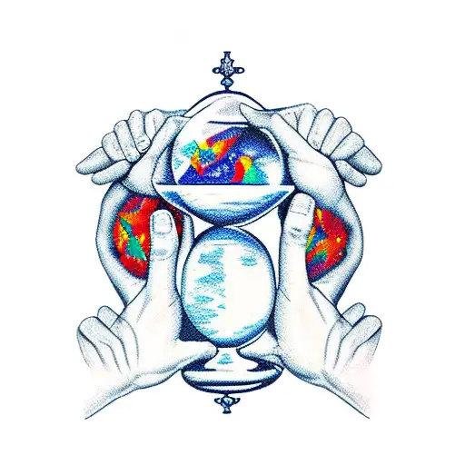 Two Hands Holding A Hourglass