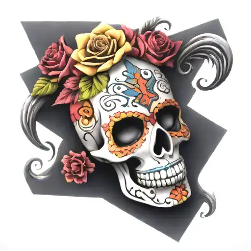 Sugar Skull Chevron 3D