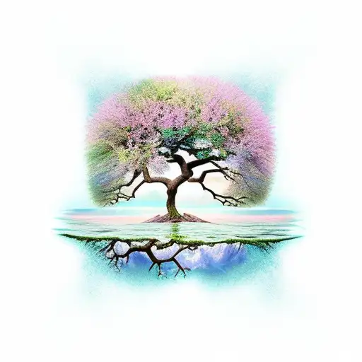 Tree Of Life With River Running Below