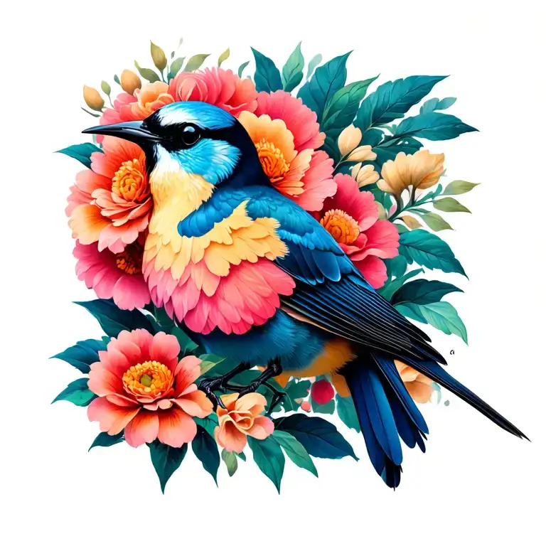 Bird With Flowers