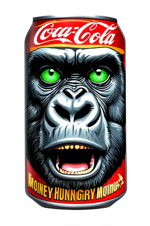 Gorilla Green Money Eyes Da Cola Street Sign Money Hungry Ape Spelled In Bold Print
