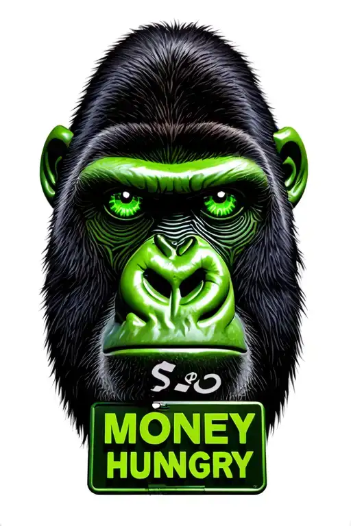 Gorilla Green Money Eyes 850 Street Sign Money Hungry Ape Spelled In Bold Print