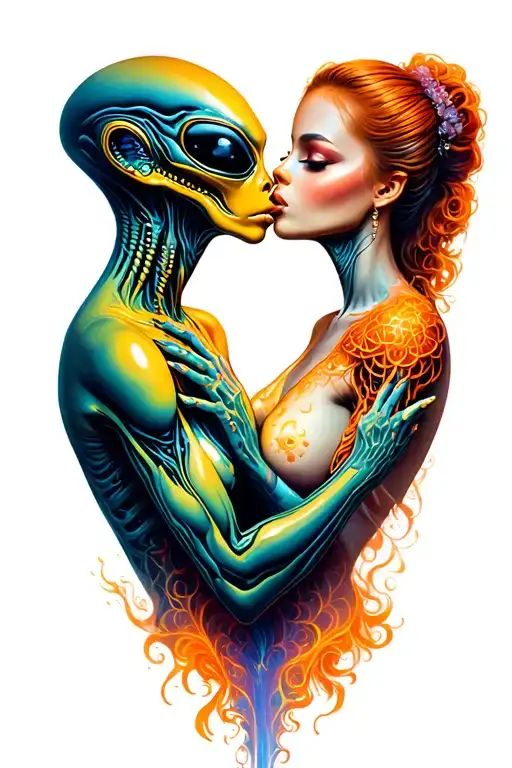 Alien Kissing A Woman