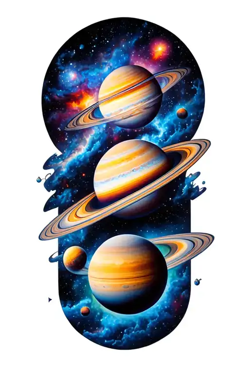 Cosmic Scene With Planets Stars And Nebulas