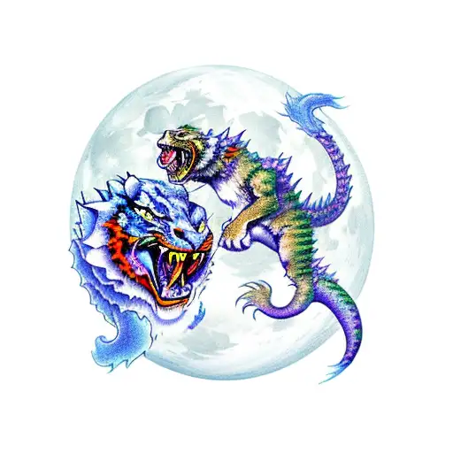 Tiger Fights Dragon Under The Moon
