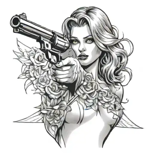 Sexy Girl With Revolver Gun